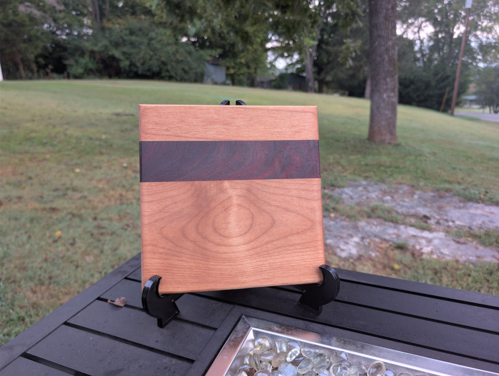 No. 452 "Cool but Rude" | Ash with Padauk Stripe Cutting Board, 8x8
