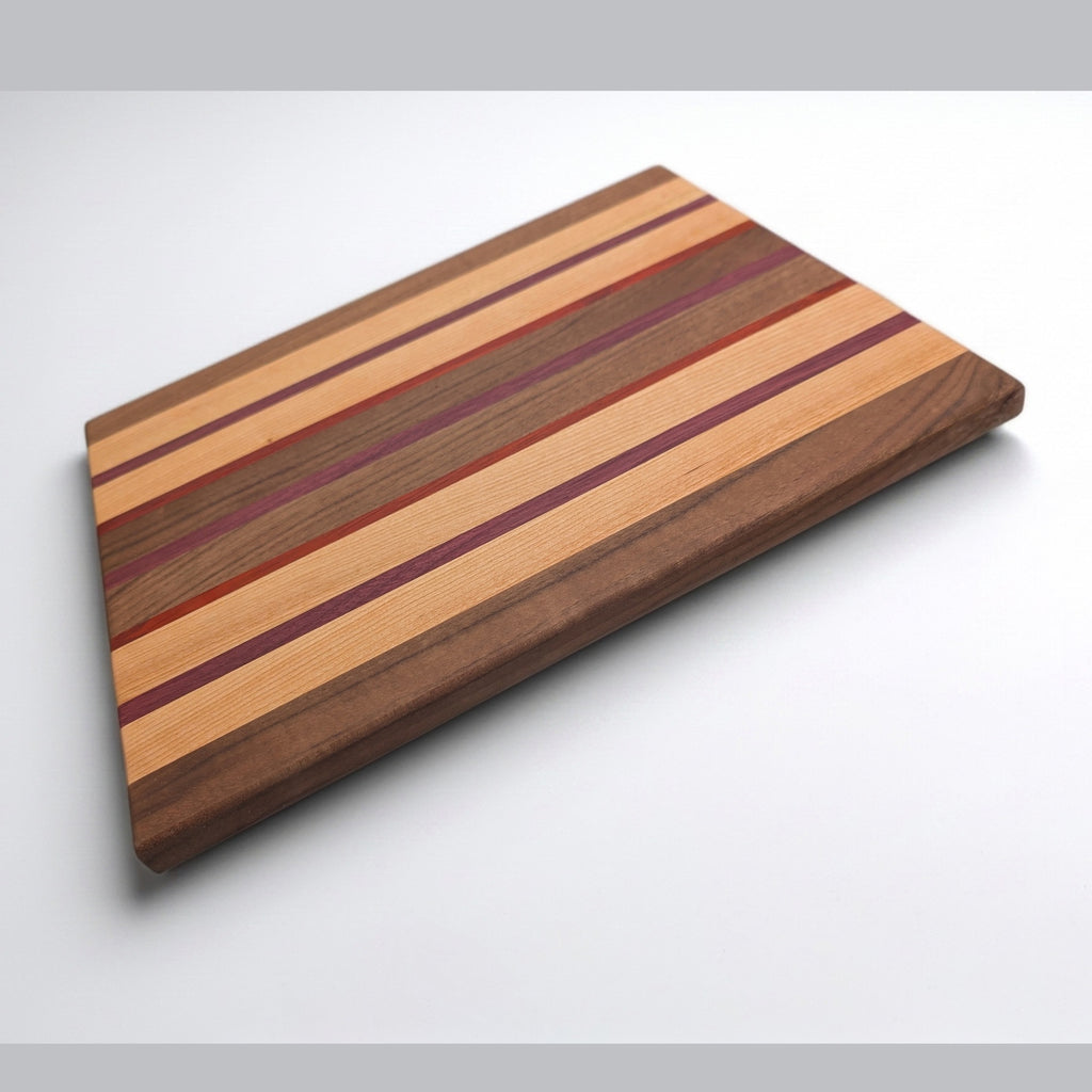 No. 213, "The Sheridan" | Walnut, Cherry, Maple, Purpleheart and Padauk Cutting Board, 16x13