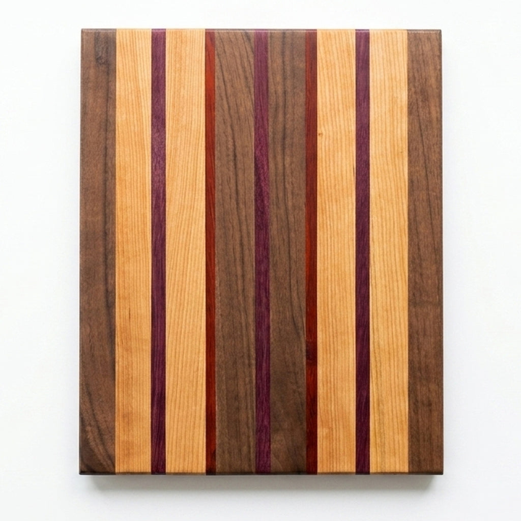 No. 213, "The Sheridan" | Walnut, Cherry, Maple, Purpleheart and Padauk Cutting Board, 16x13