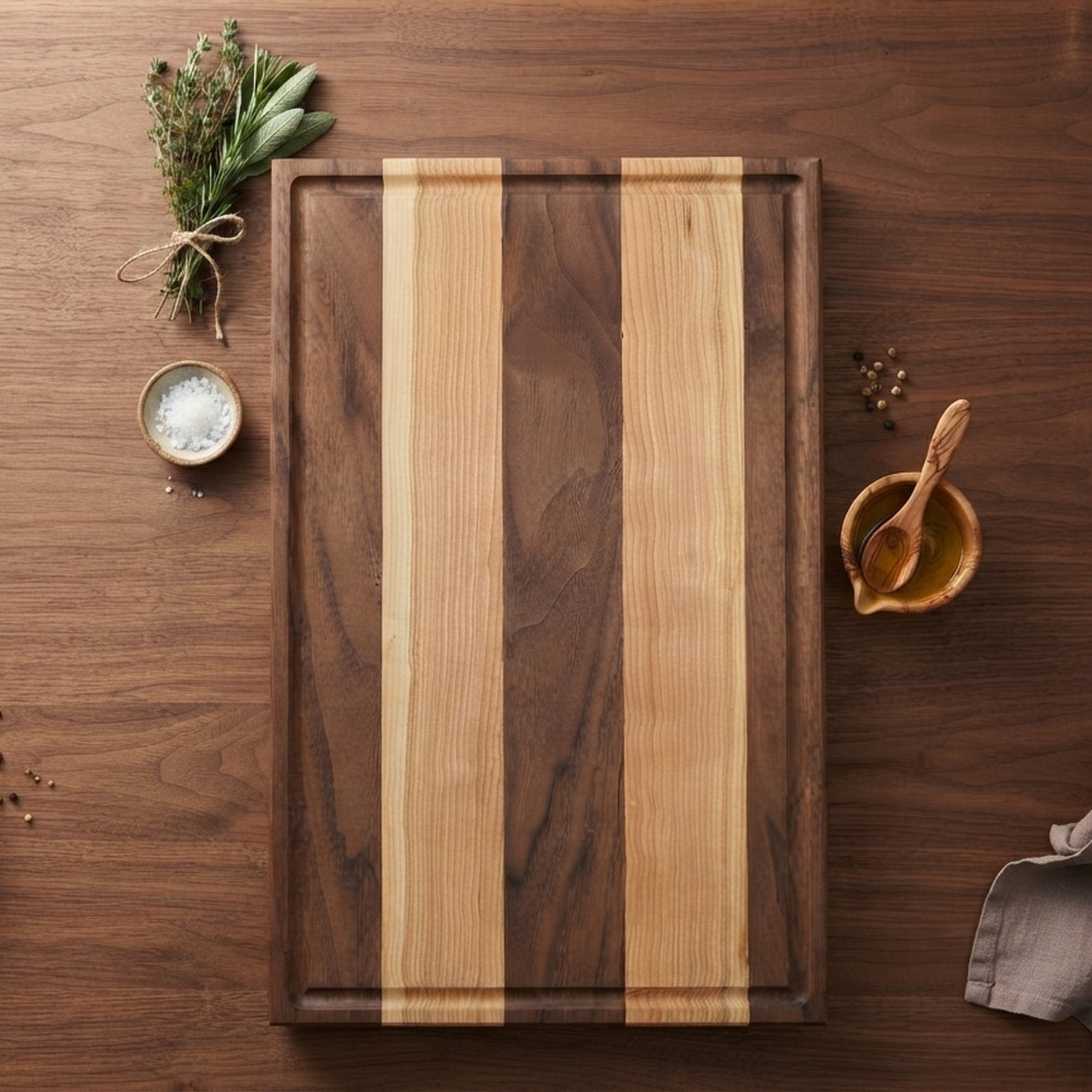 No. 598, "The Honorable Roy Denton" | Walnut and Hard Maple Cutting Board, 18x12, Juice Groove